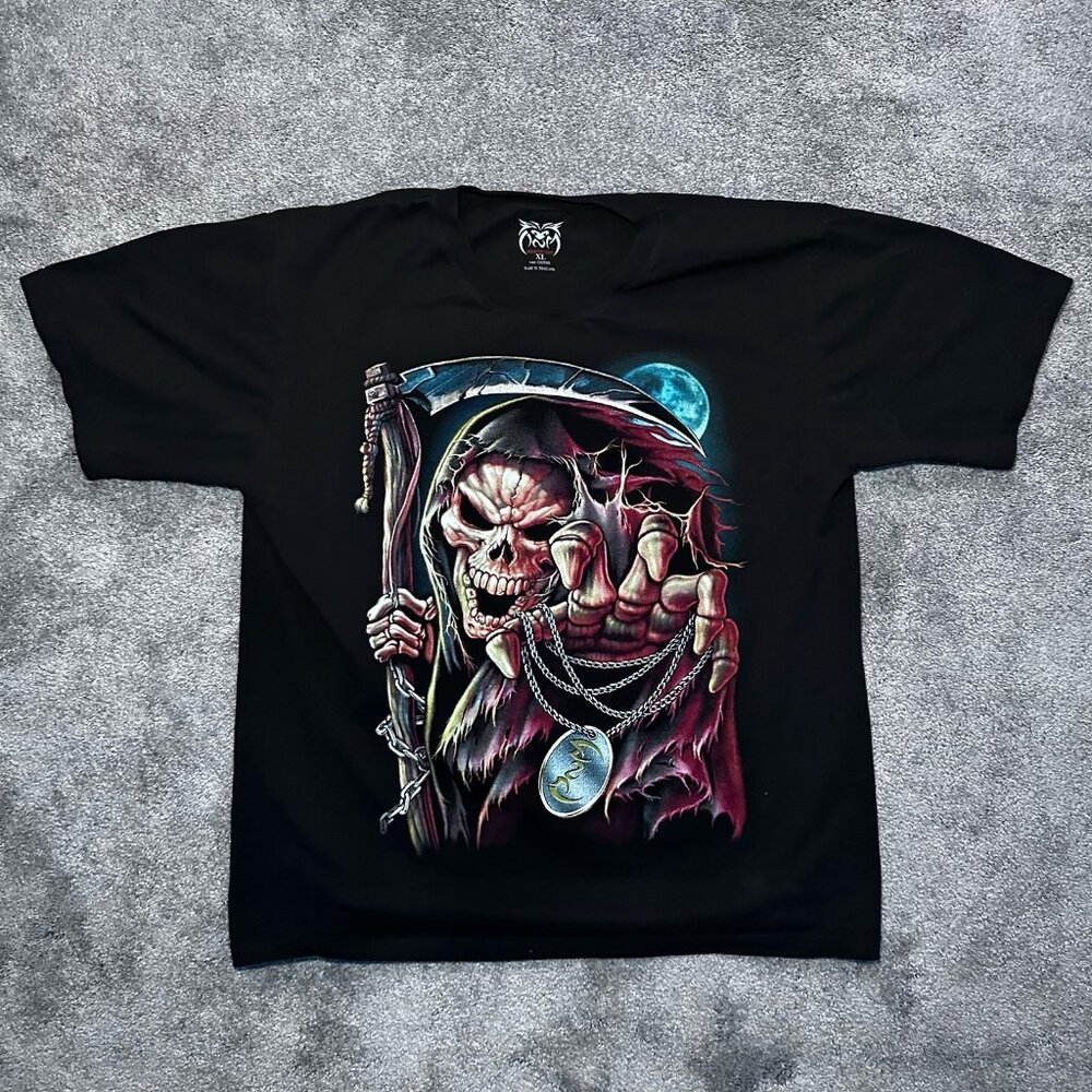 Rockvolution T-shirt Mens XL Black Skeleton Reaper Death Horror